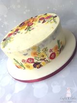 Edible pressed flower cake